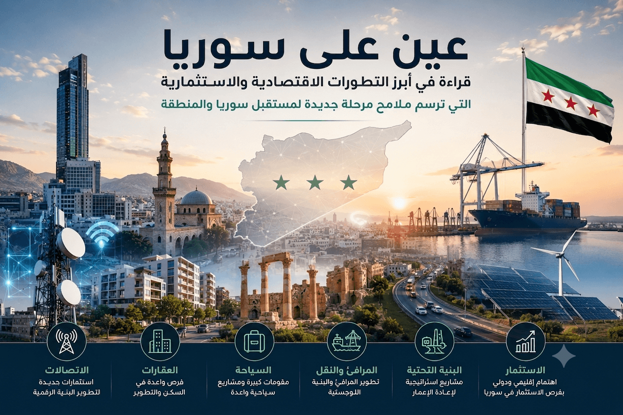 عين على سوريا: قراءة في أبرز التطورات الاقتصادية والاستثمارية التي ترسم ملامح مرحلة جديدة لمستقبل سوريا والمنطقة