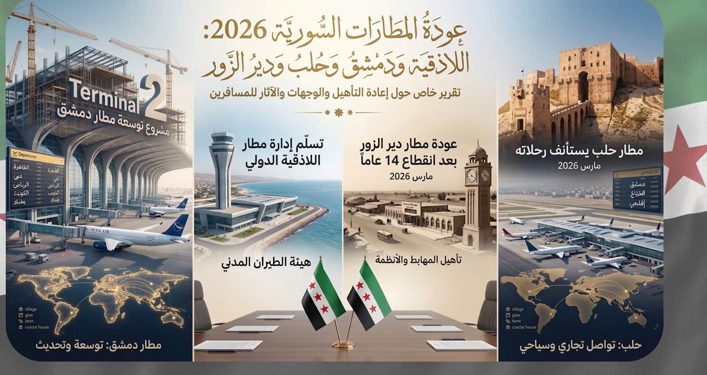 عودة المطارات السورية 2026: اللاذقية ودمشق وحلب ودير الزو